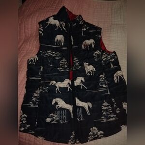 Ariat Kids Reversible Horse Print Vest - Navy and White